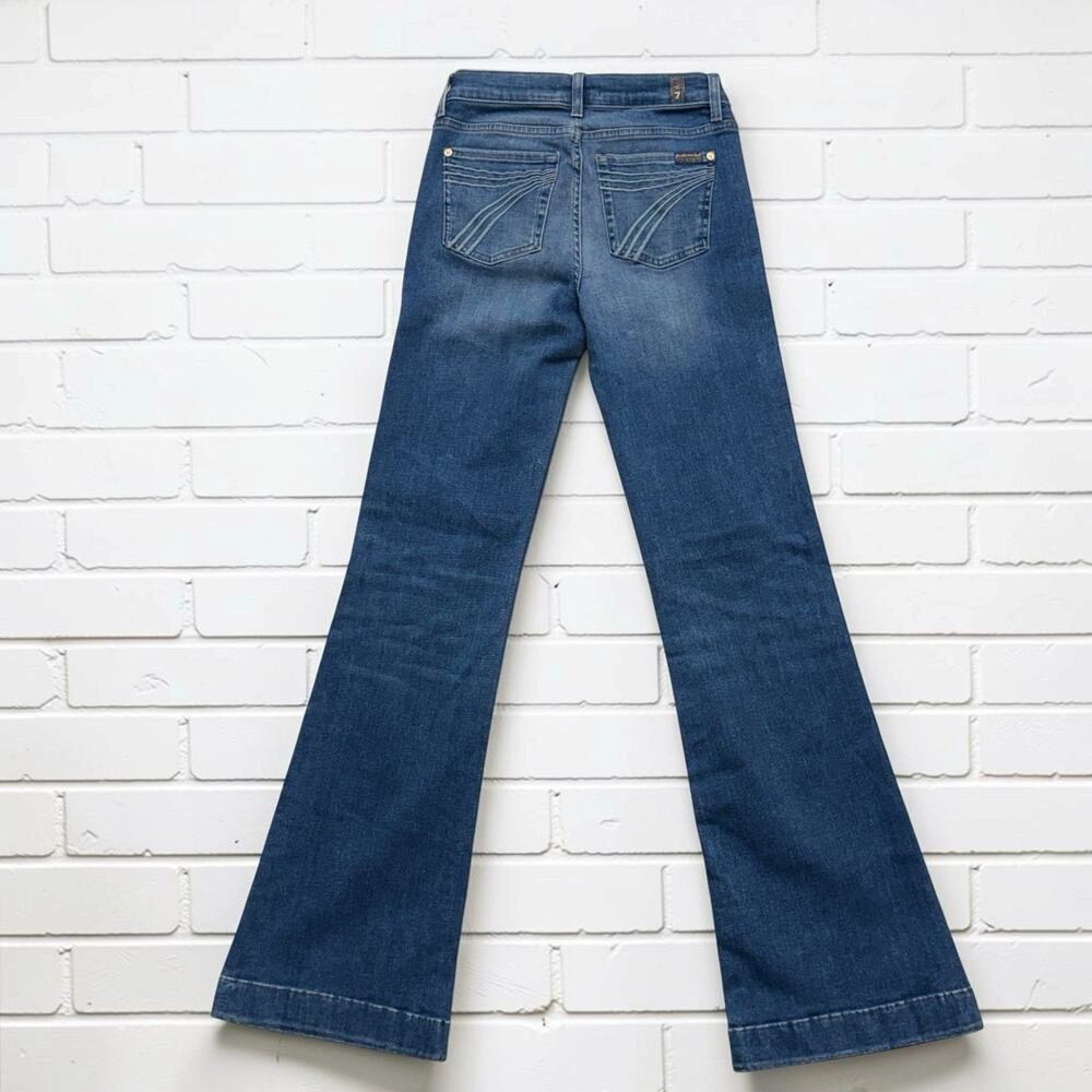7 For All Mankind Tailorless Dojo Jeans Almost Love Mid Rise Flare Denim Size 25